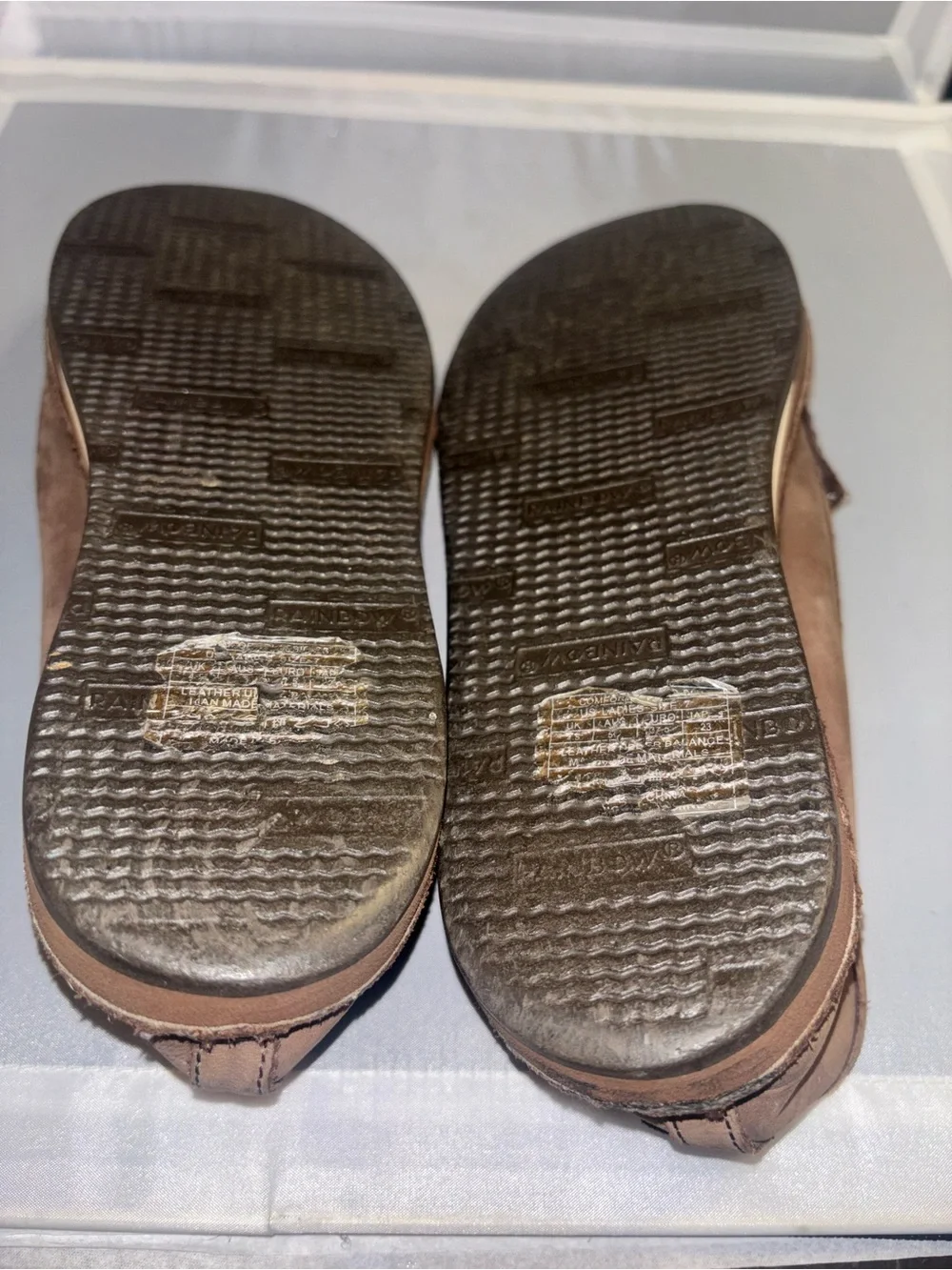 Rainbow brown moccasin slippers for with shearling lining women 7